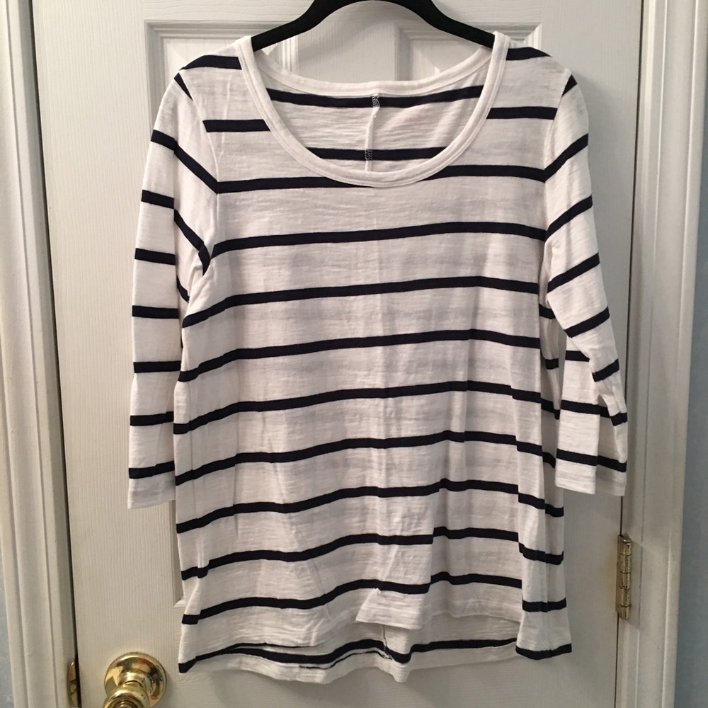 Vineyard Vines Women’s Boatneck Navy & White Baseball Tee Small Boatneck Casual